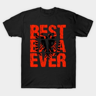 Best Baba Ever Albanian Dad Father Albania Eagle Flag Distressed Gift T-Shirt